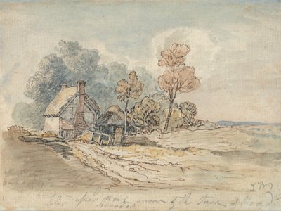 A Thatched Cottage and Trees at the Turn of a Country Road by James Ward